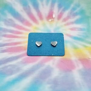 Heart Earrings - Minimalist Silver Stud - Nwt